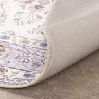 Round Vintage Outdoor Rug - Santo Flora White
