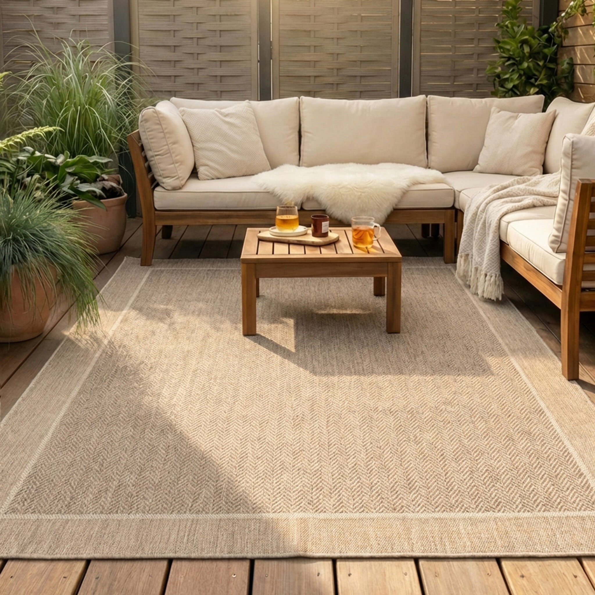 Jute Outdoor Rug - Fora Edge Natural