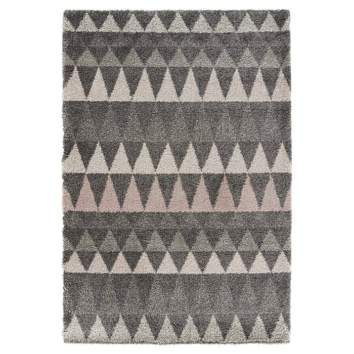 High-pile floor rug - Allure Triangle Grey/Pink