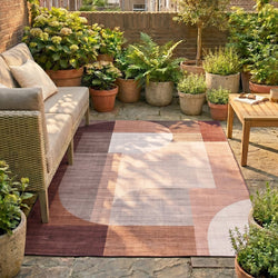 Abstract Outdoor Rug - Groovy Shapes Cream/Terra