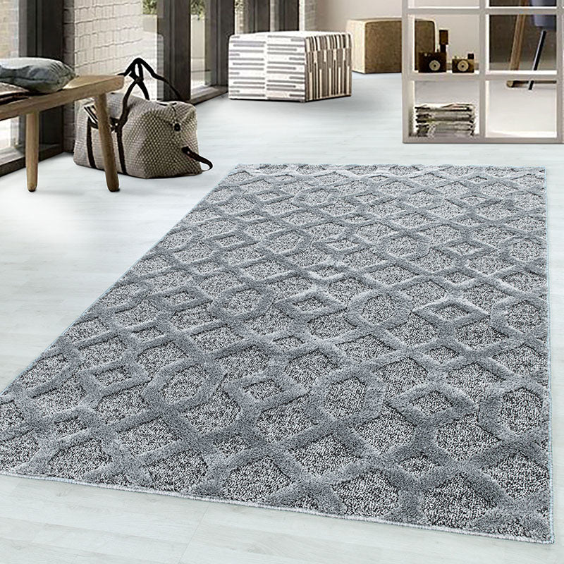 Scandinavian floor rug - Pitea Tile Grey