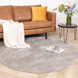 Round Washable Viscose Rug - Vive Grey