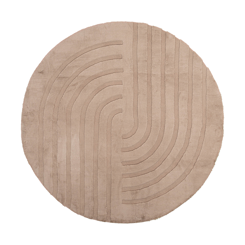 Round High Pile Rug - Carvy Curves Taupe