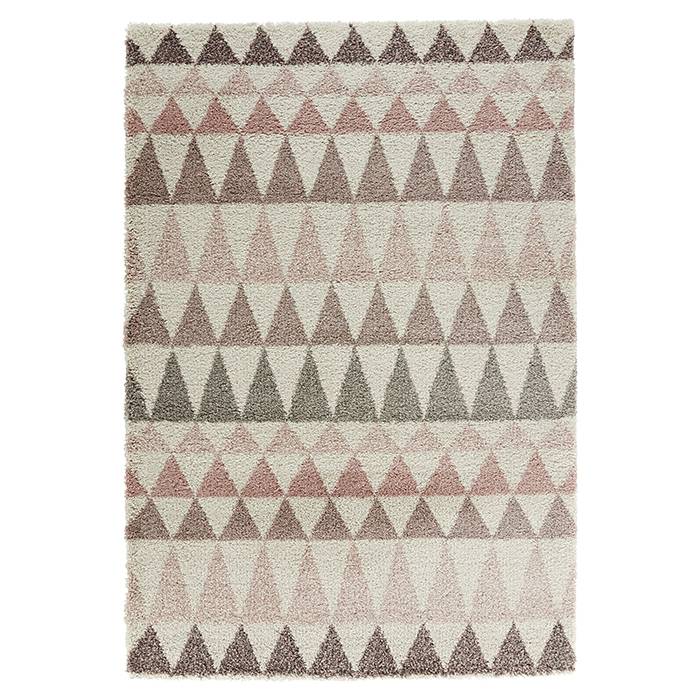High-pile floor rug - Allure Triangle Cream/Pink