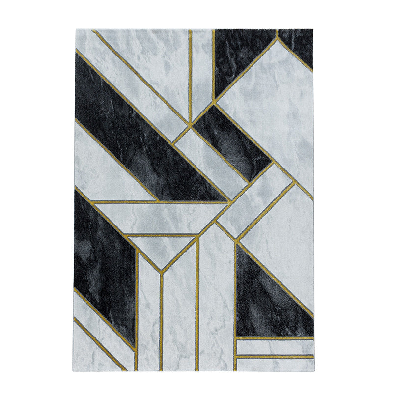 Modern floor rug - Marble Design Grey/Gold