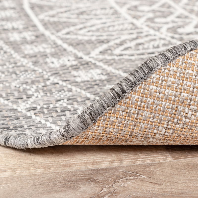 Round Outdoor Rug - Summer Azteca Light Grey