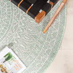 Round Outdoor Rug - Summer Azteca Mint