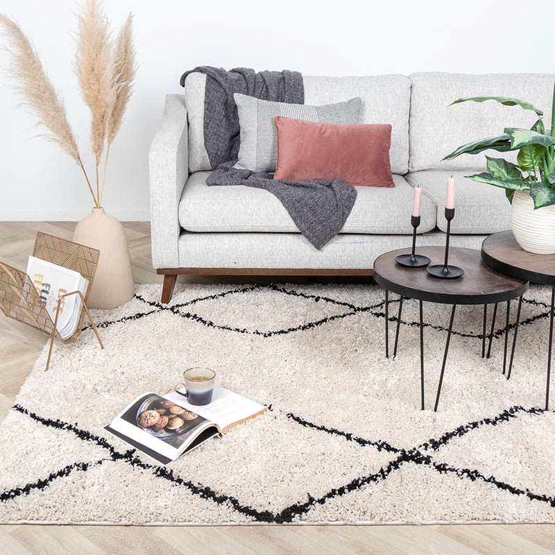 High Pile Rug - Sensa Double Cream/Black