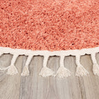 Round High Pile Rug - Lofty Fringe Peach Pink