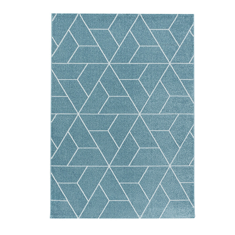 Retro floor rug - Stencil Triangle Blue/White