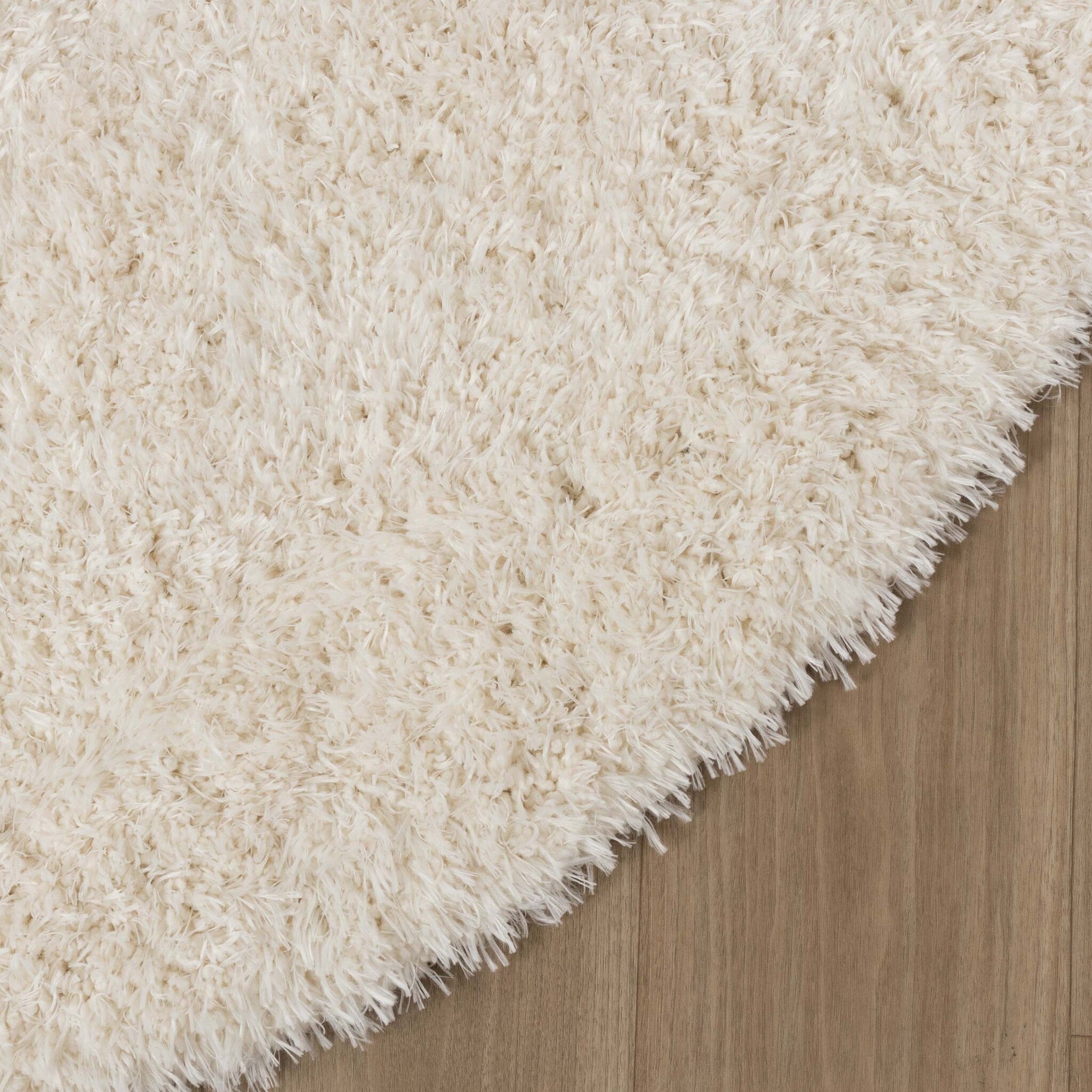 Oval Shaggy Rug - Blaze Cream/White