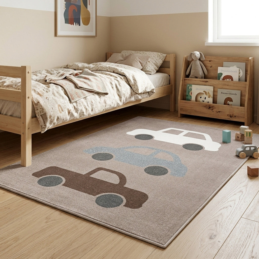 Kids Room Rug - Bowie Car Taupe