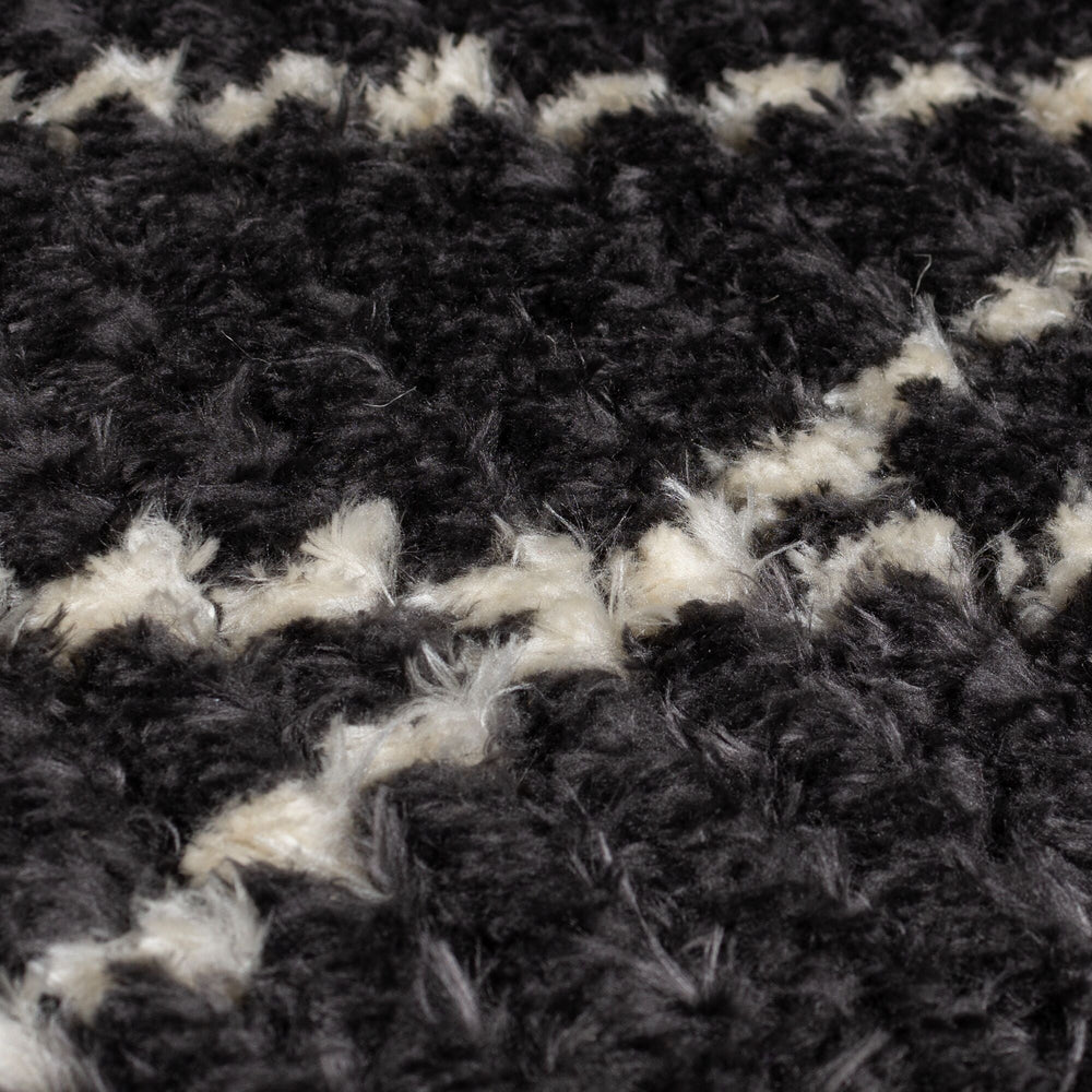 Berber floor rug - Aisho Zigzag Black
