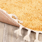 Round High Pile Rug - Lofty Fringe Yellow