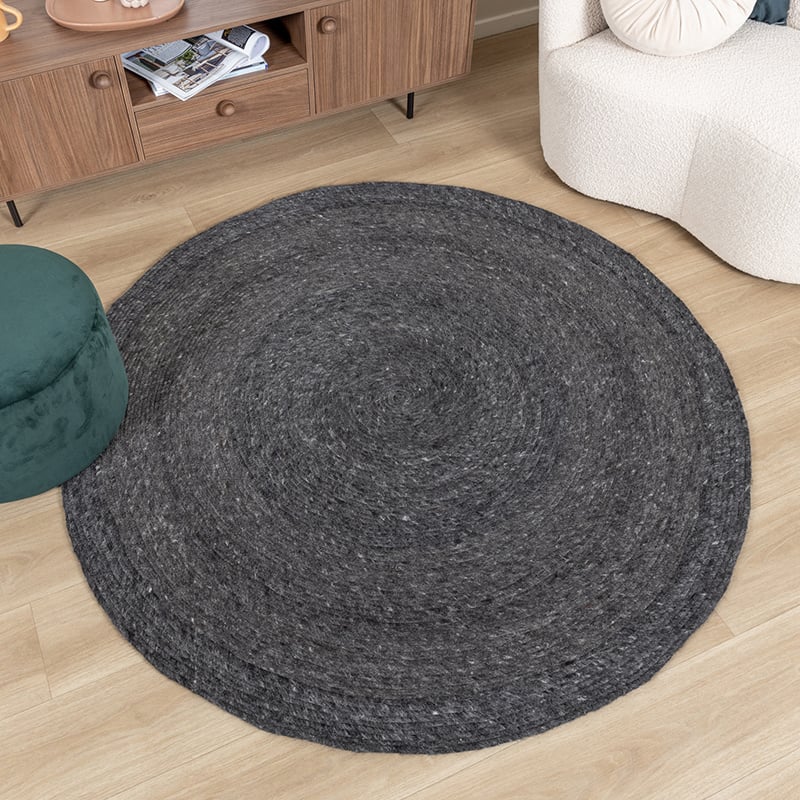 Round Wool Rug - Wise Anthracite