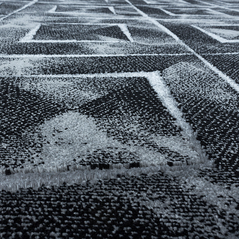 Modern Floor Rug - Marble Square Anthracite/Silver