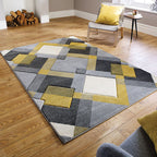 Modern Floor Rug - Hando Nimbus Grey/Ochre Yellow