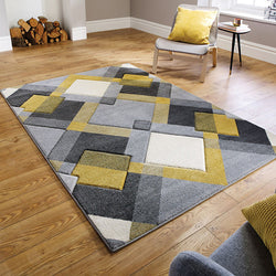 Modern Floor Rug - Hando Nimbus Grey/Ochre Yellow