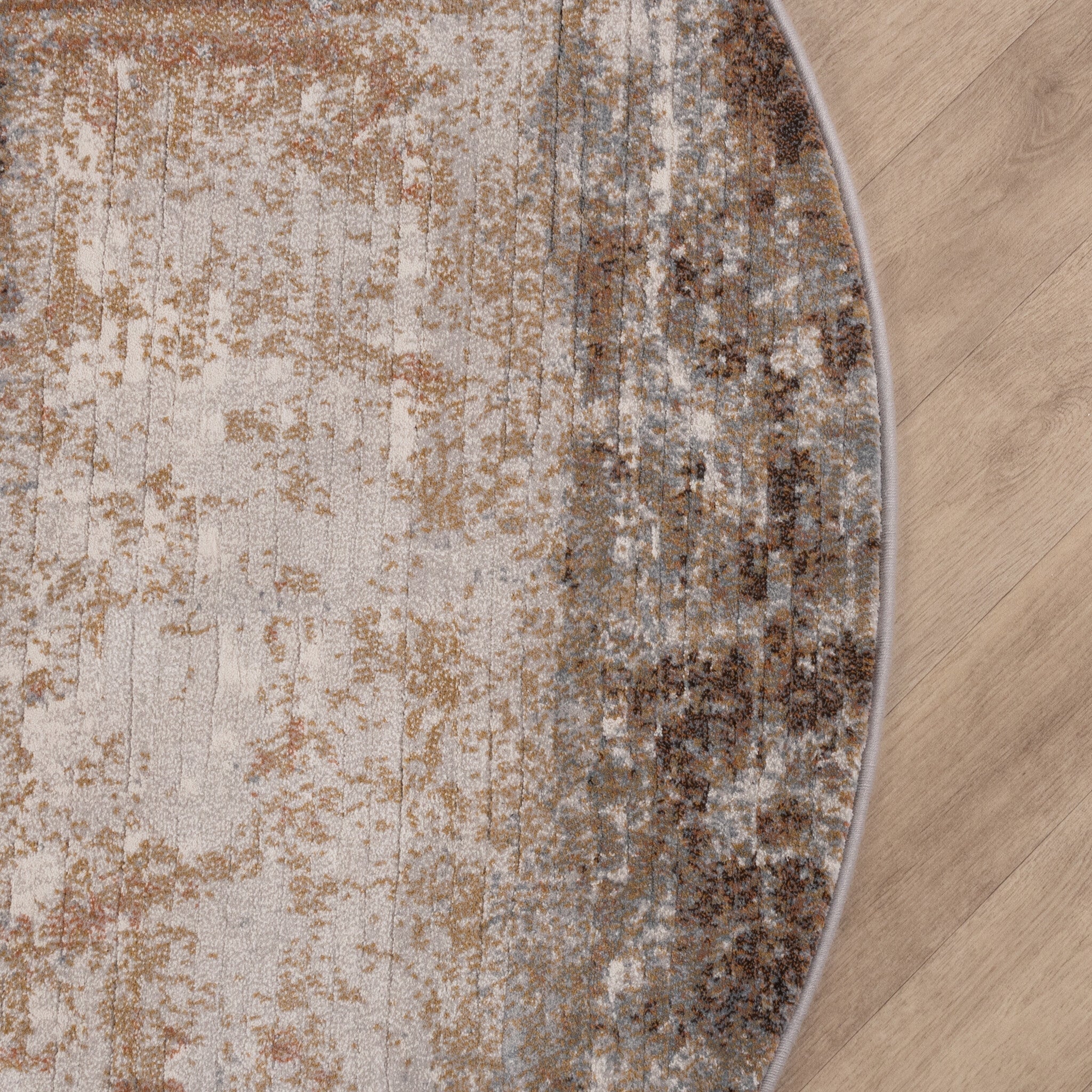 Round Abstract Rug - Xavier Brush Taupe/Red