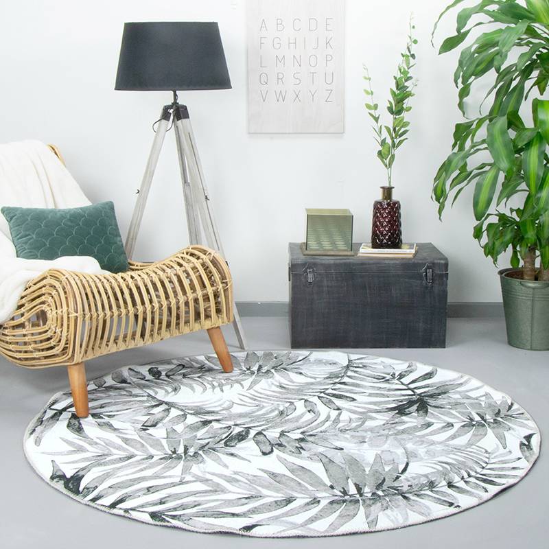 Round Rug - Palmier Leaves Grey