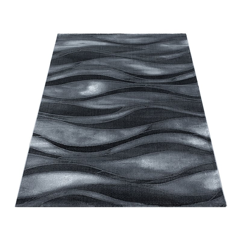 Modern Floor Rug - Streaky Current Black/Gray