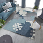 Floral Floor Rug - Zeso Floral Blue/Grey