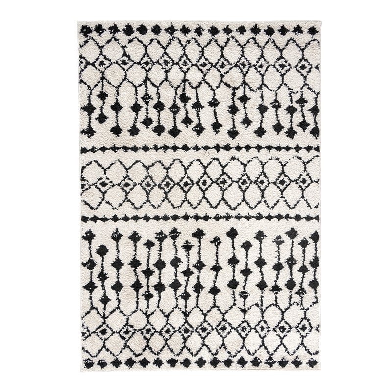 High-Pile Rug - Grand Groove Cream/Black