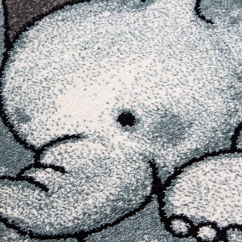 Round Children's Floor Rug - Anna Elephant Blue