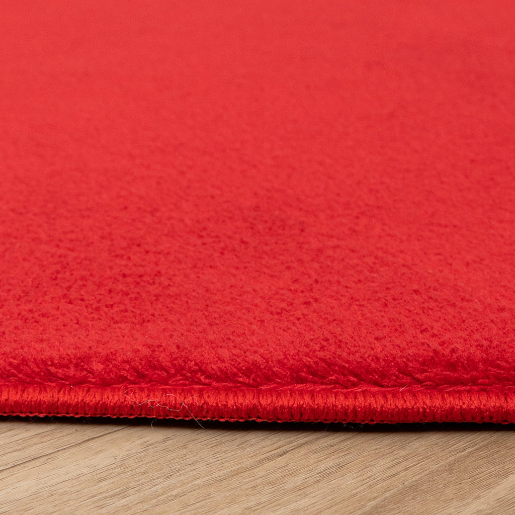 Round Washable Rug - Vivid Red