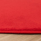 Round Washable Rug - Vivid Red