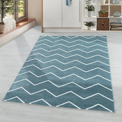 Low-pile floor rug - Smoothly Weave Blue/White
