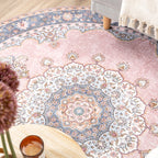 Round Vintage Rug - Lily Medallion Pink
