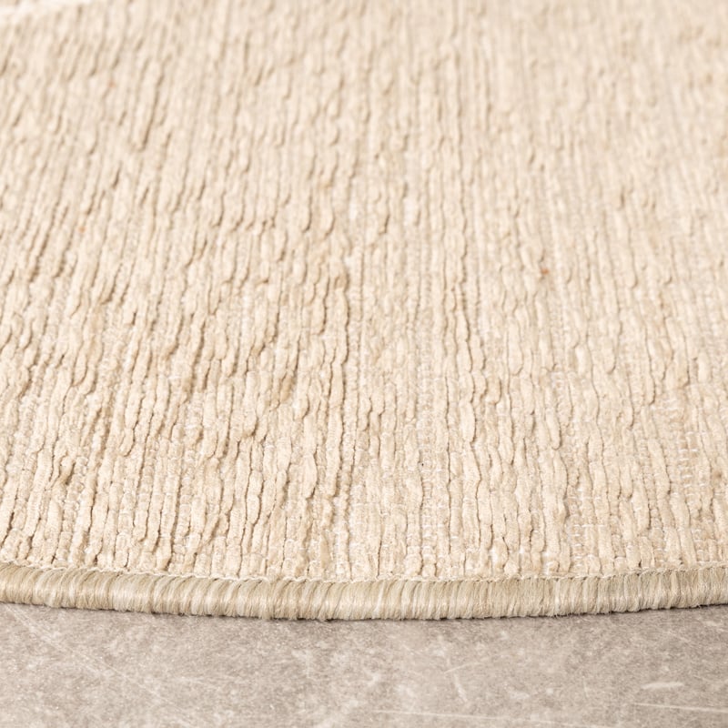 Round Modern Outdoor Rug - Porto Lines Cream