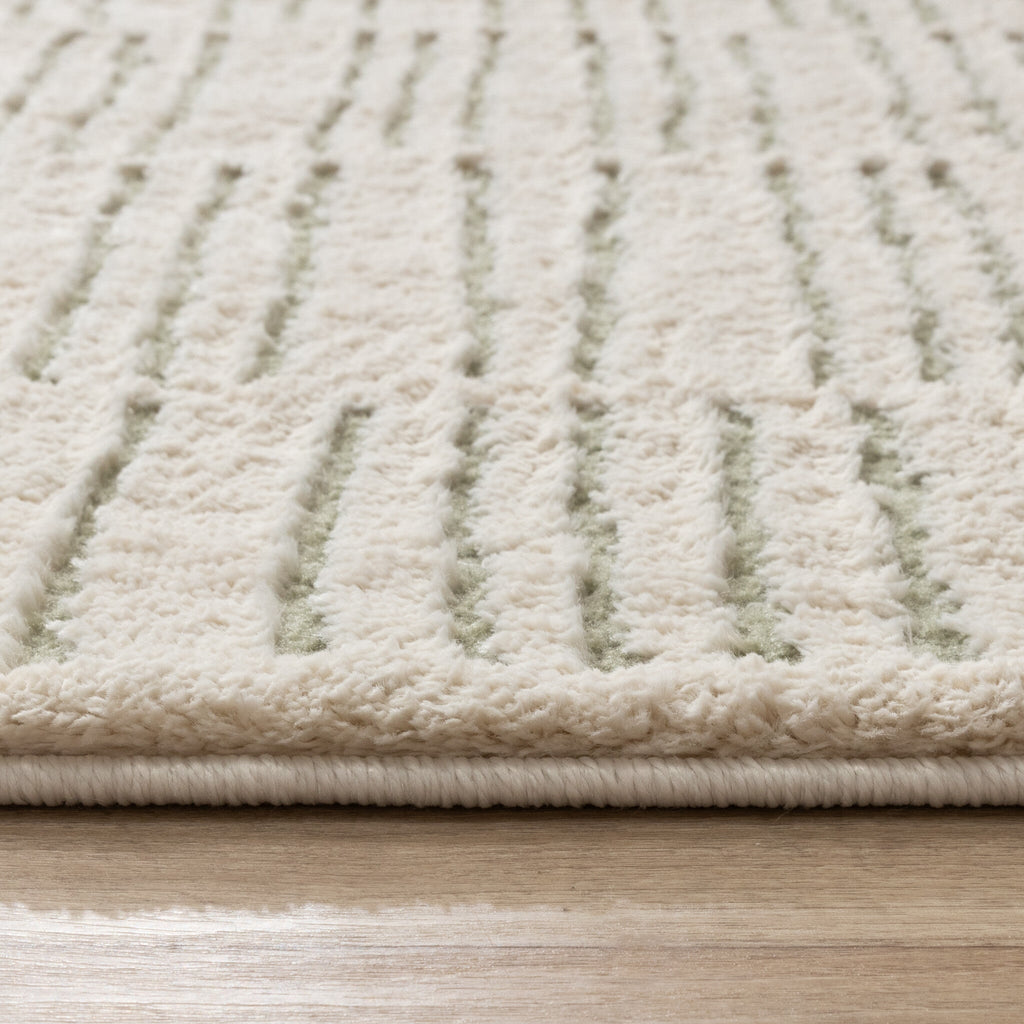 Scandinavian Rug - Yune Lines Cream/Green