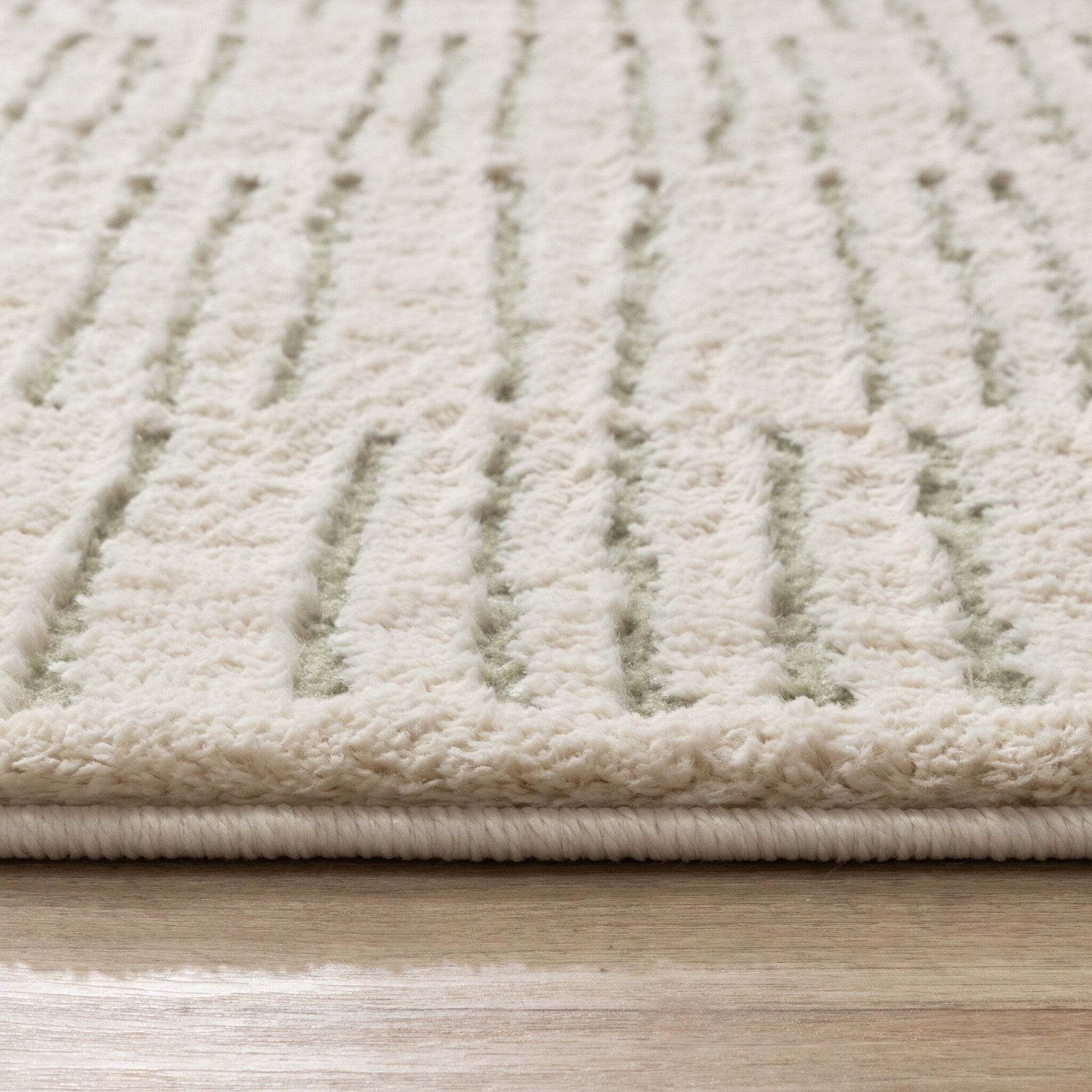 Scandinavian Rug - Yune Lines Cream/Green