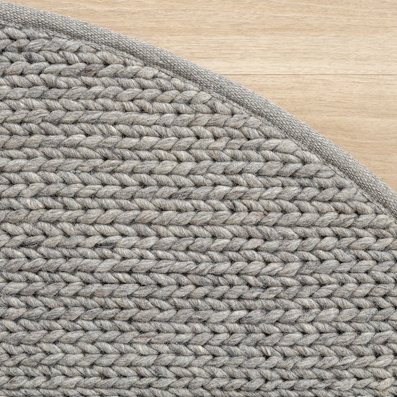 Round Wool Rug - Twist Grey