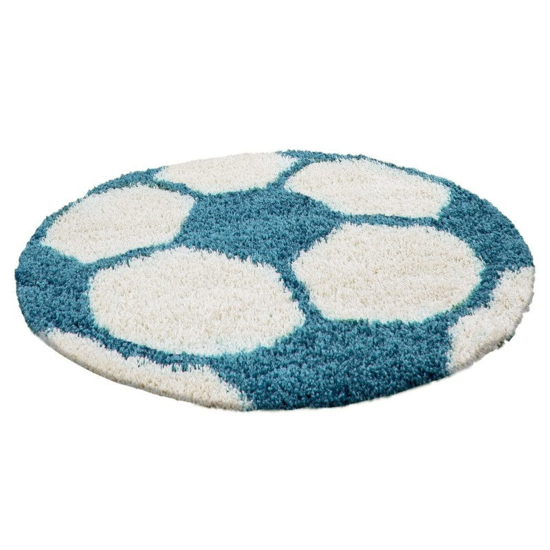 Round high pile floor rug - Fun Turquoise