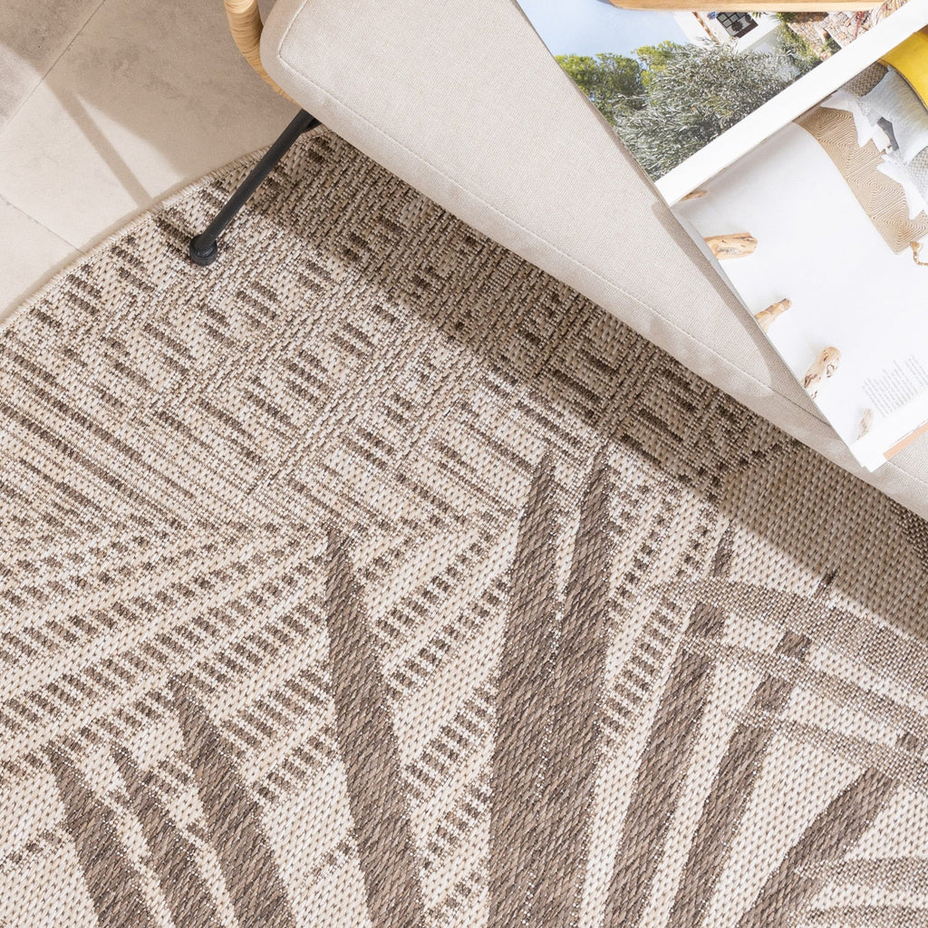 Round Outdoor Rug - Tiga Palm Taupe
