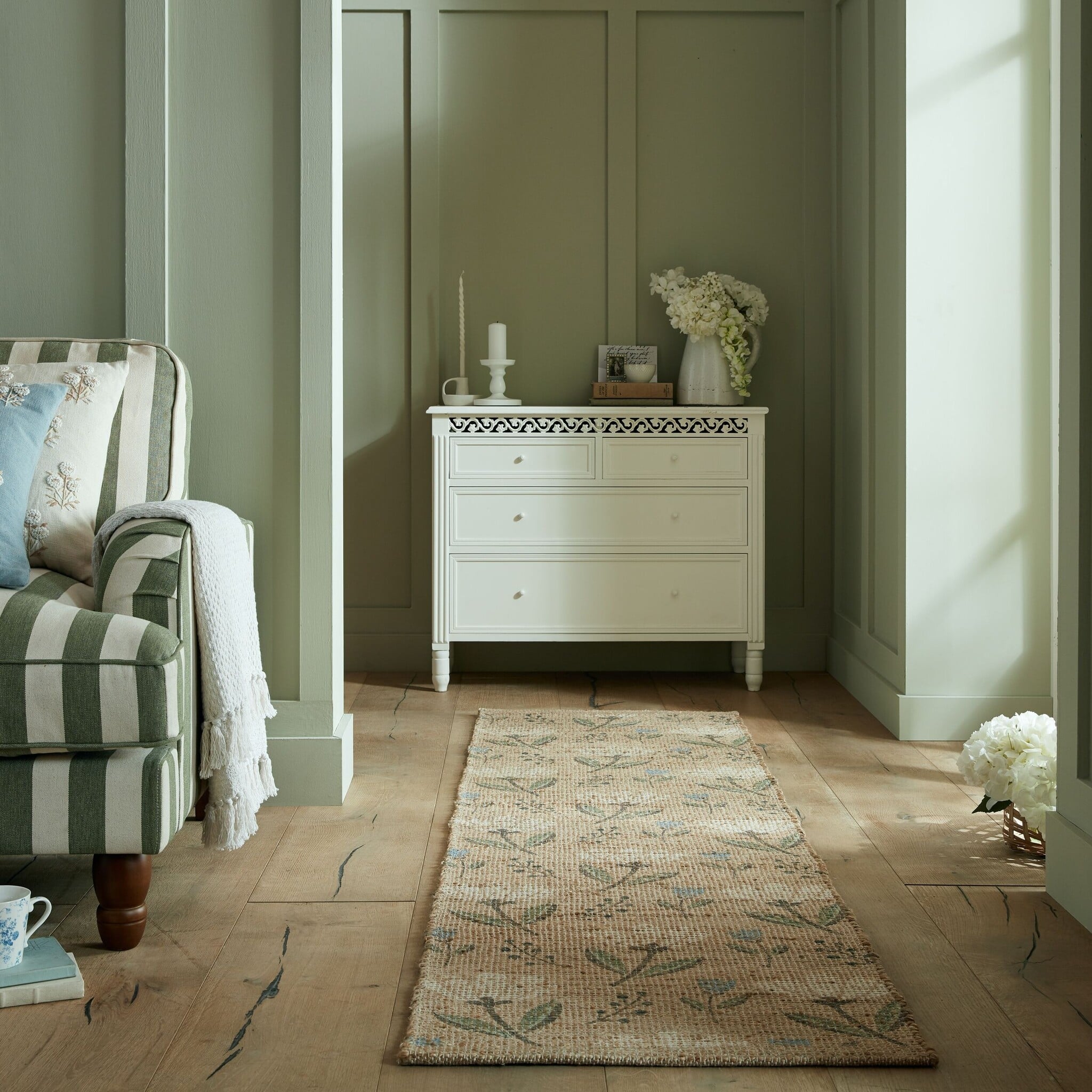 Jute runner - Amilio Floral Natural
