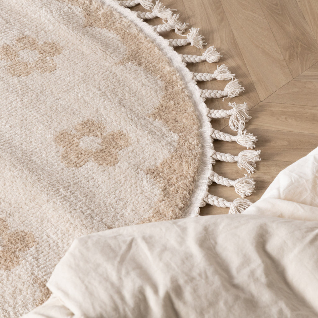 Round washable children's rug - Moos Flower Creme