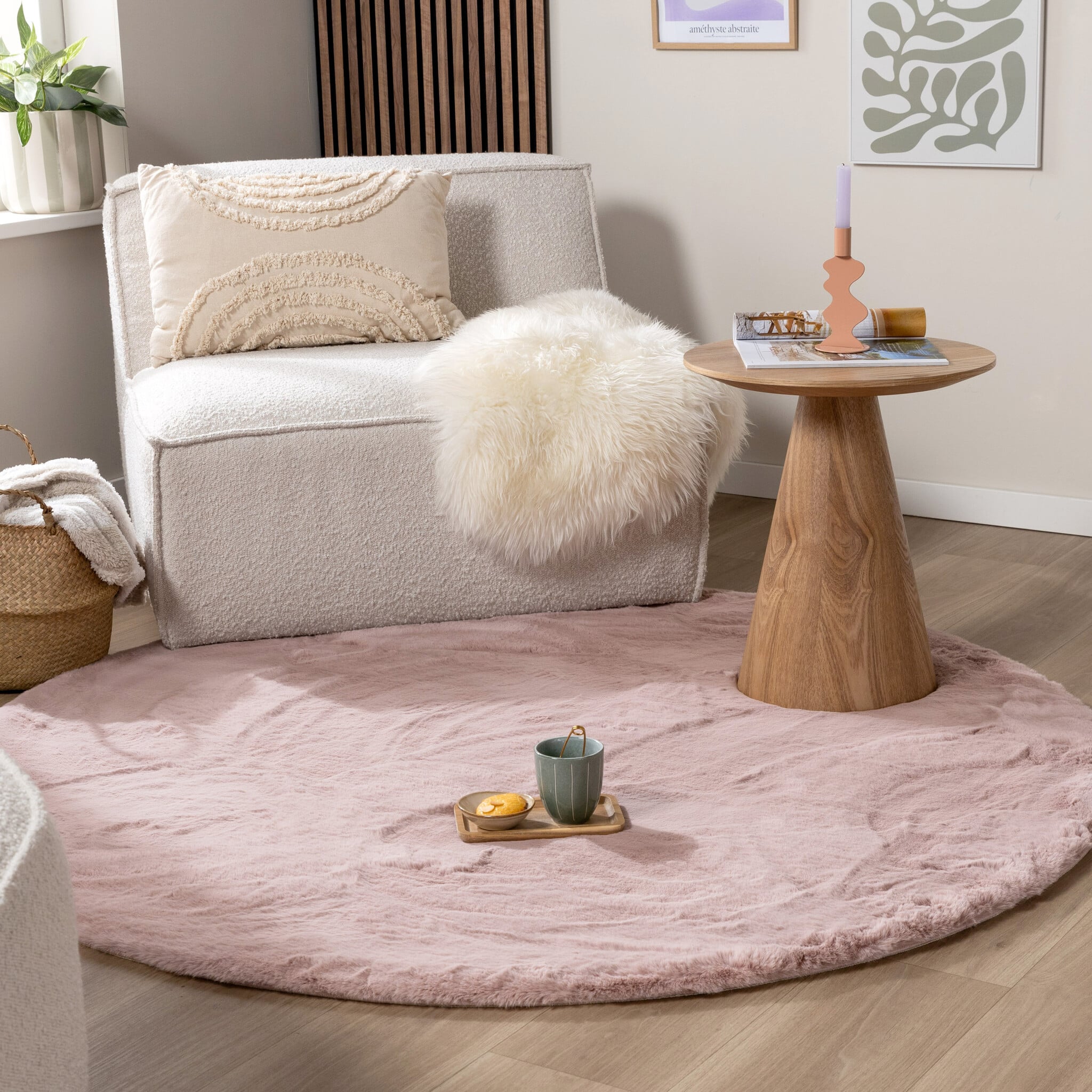 Round High Pile Rug - Comfy Supreme Pink