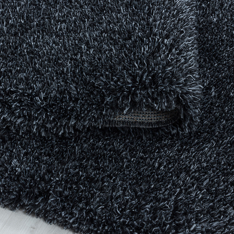 Round High-Pile Floor Rug - Fuzzy Anthracite