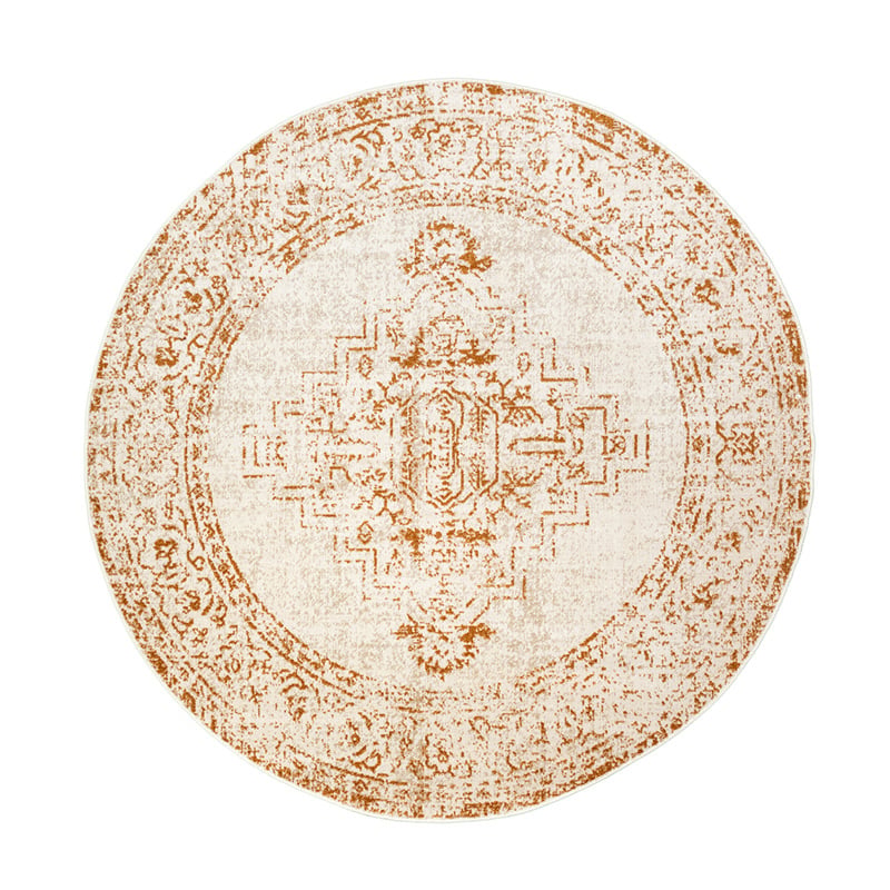 Round Vintage Rug - Spring Ethnic Cream/Terra
