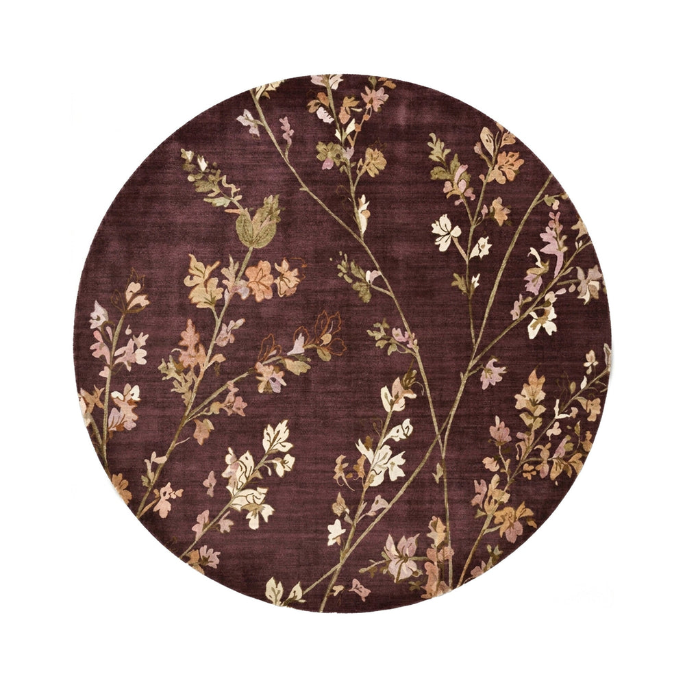 Round washable rug - Misty Floral Brown