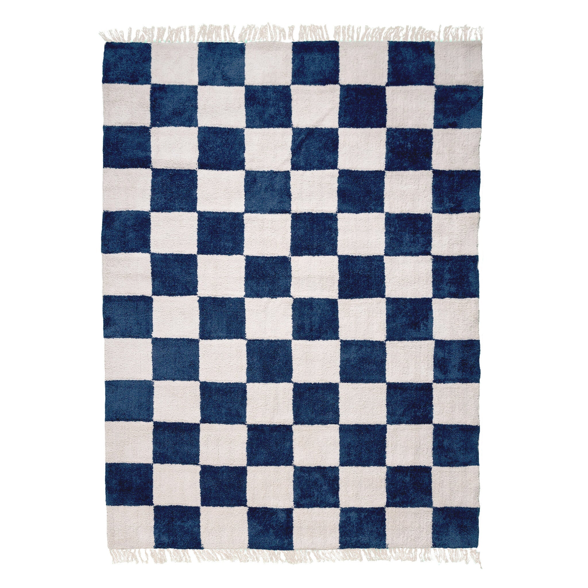 Checkerboard Rug - Blox Fringe Blue