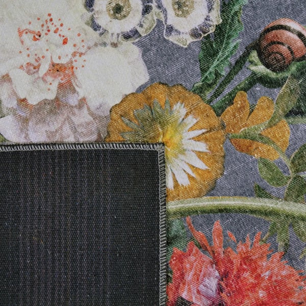 Round floral floor rug - Fleur Grey