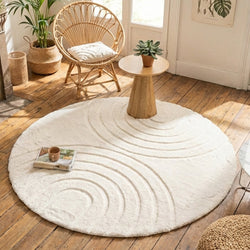 Round High Pile Rug - Carvy Arches Cream