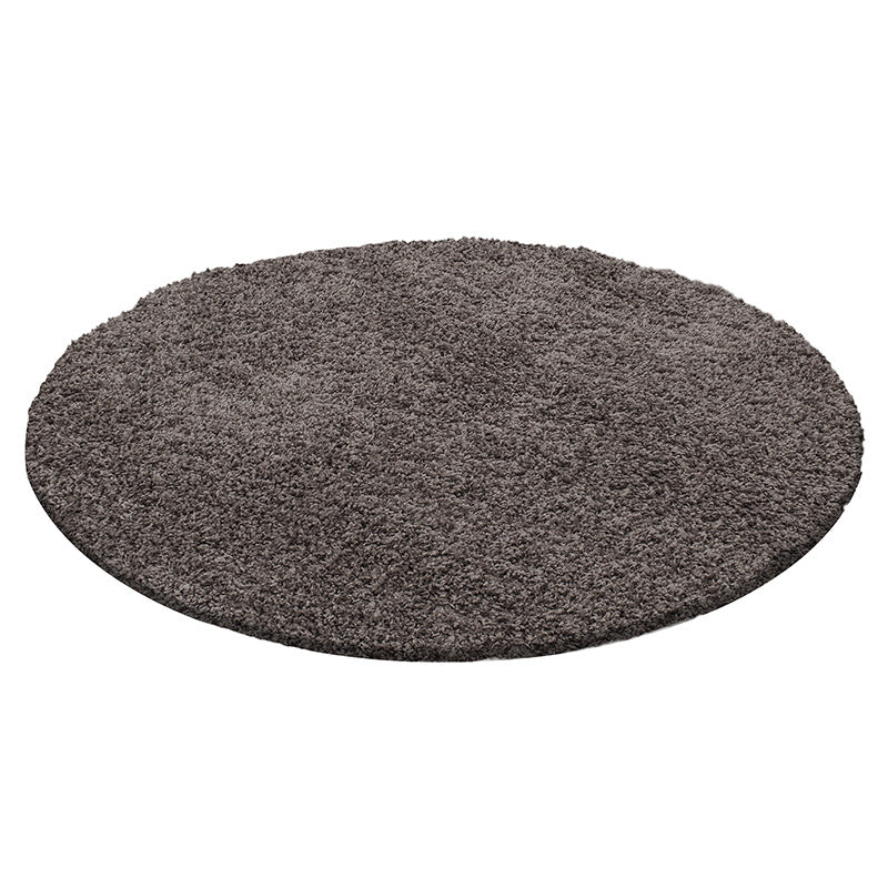 Round high-pile floor rug - Sade Taupe
