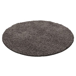Round high-pile floor rug - Sade Taupe
