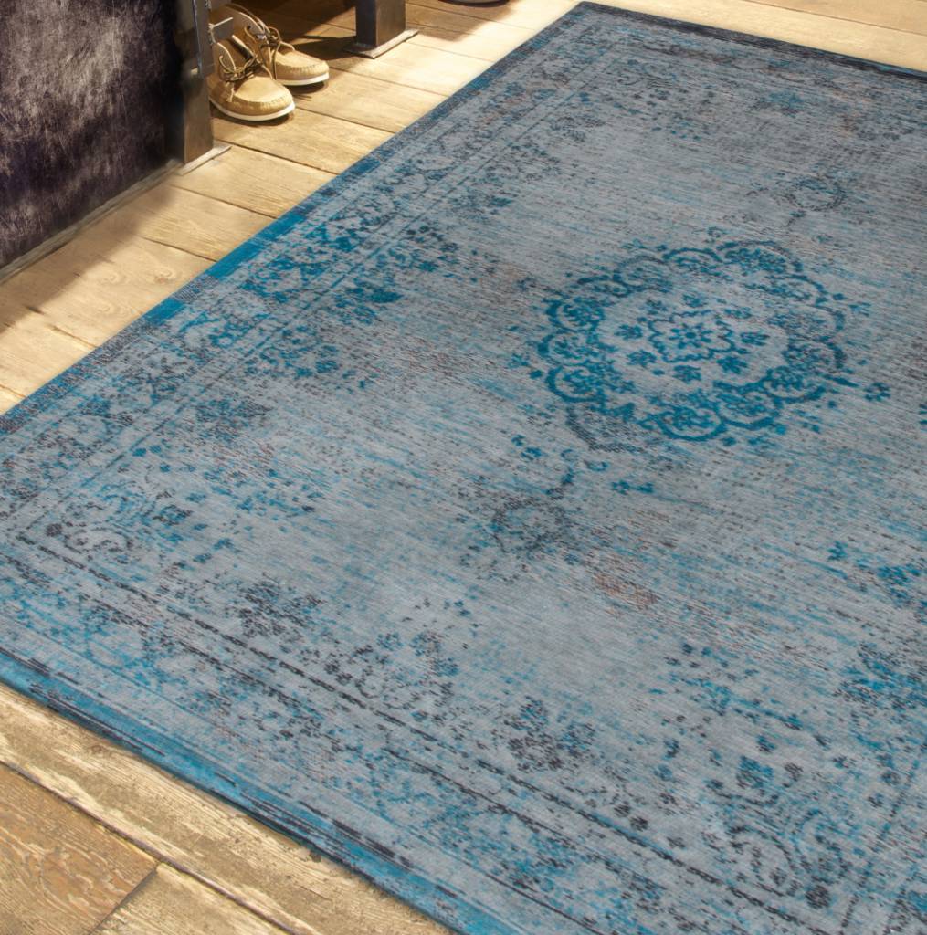 Vintage floor rug - The Fading World Grey/Turquoise 8255